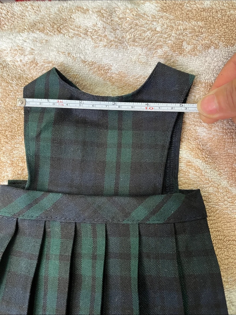 Vintage Green and Black Plaid Pleated Doll Jumper